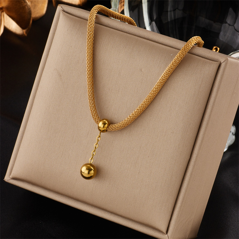 Titanium Steel Chain Material Wholesale Jewelry Simple Style Classic Style Solid Color Titanium Steel Plating Pendant Necklace