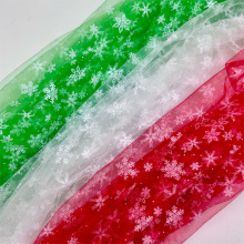 定制锦美烫银雪花片网纱面料冰雪奇缘演出服圣诞装饰雪花网