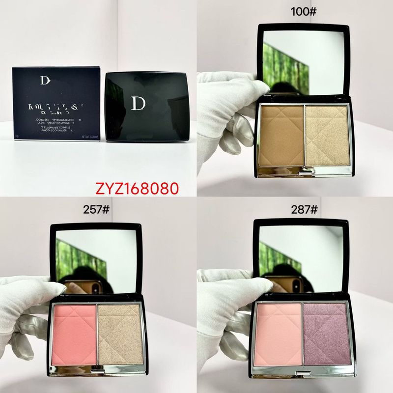 大牌D迪家蓝金双色高光腮红一体双色盘修容盘8g/#100#257#287#457|undefined