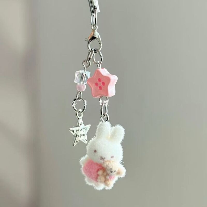 【Cute Miffy】Flocked Miffy Beaded Phone Chain DIY Bag Camera Pendant Keychain Cute Little Accessory 【Cute Miffy】Flocked Miffy Beaded Phone Chain DIY Bag Camera Pendant Keychain Cute Little Accessory
