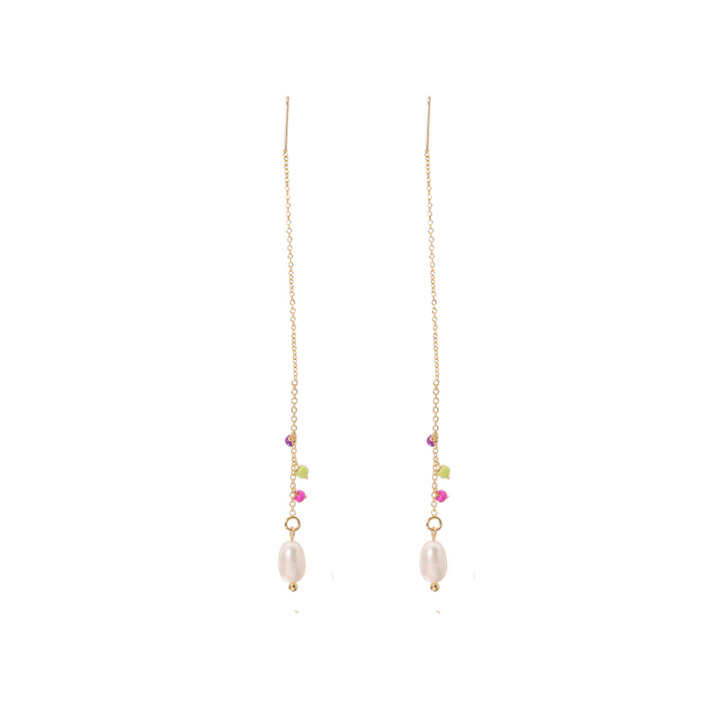 Pendientes de perlas naturales de agua dulce pendientes femeninos nicho de alto grado pendientes anillo de joyería original hecho a mano transfronteriza al por mayor