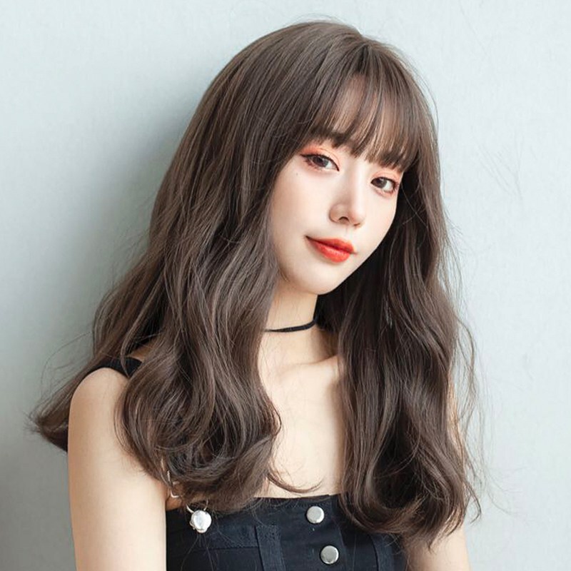 South Korea hot selling domestic brand women's wig natural air bangs matte high temperature silk full top head cover can be hot dyed South Korea hot selling domestic brand women's wig natural air bangs matte high temperature silk full top head cover can be hot dyed