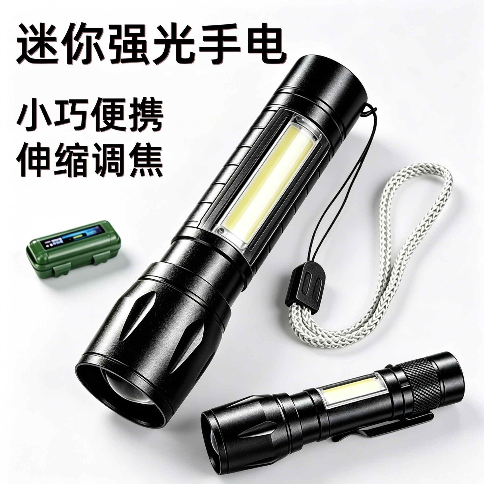 迷你LED手电筒强光长续航照明灯小型便携式家用户外应急小手电筒