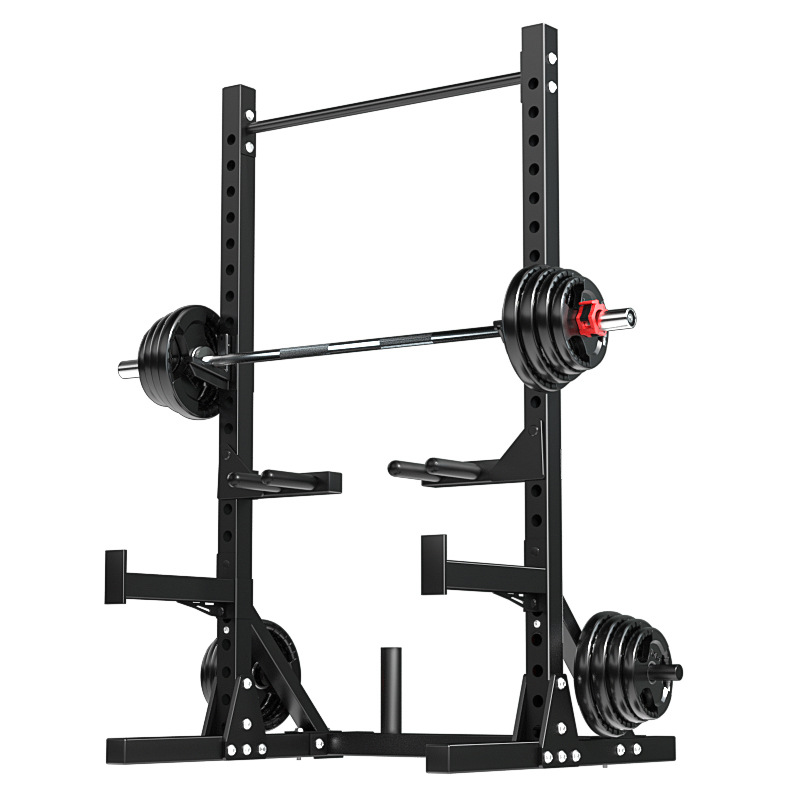 Equipo deportivo de acondicionamiento integrado con soporte de cama de levantamiento de peso de barra paralela única y multifuncional de cuclillas y empuje horizontal