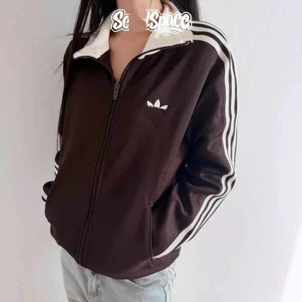 Three-leaf embroidered casual cardigan sweatshirt, trendy unisex spring/autumn sports jacket, loose and versatile fashion top