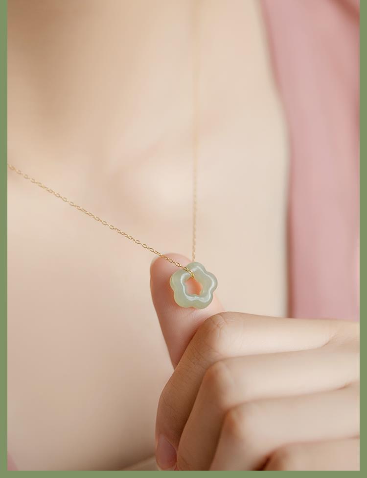 10g Weight Necklace Jewelry Making Type Wholesale Jewelry Elegant Flower 304 Stainless Steel Jade Plating