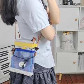 卡通小狗露营风单肩斜挎包户外出游手机包杂物大容量收纳包零钱包