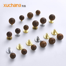 轻奢法式柜门拉手 抽屉中古风单孔拉手 胡桃木圆球创意吊坠小把手