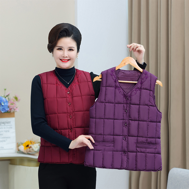 엄마용 다운 코튼 조끼, 중년 여성용, 밀착형 이너웨어 또는 아우터웨어, 따뜻한 조끼, 출퇴근용, 유럽 및 미국 스타일