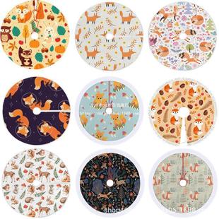 Fox Tree Skirt Cross-border New Product 78cm90cm101cm122cm Linen Short Plush Christmas Tree Decorations