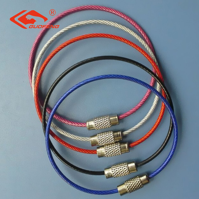 Acero inoxidable 304 anillo de etiqueta colgante llavero de color PVC empaquetado anillo de alambre de etiqueta de equipaje