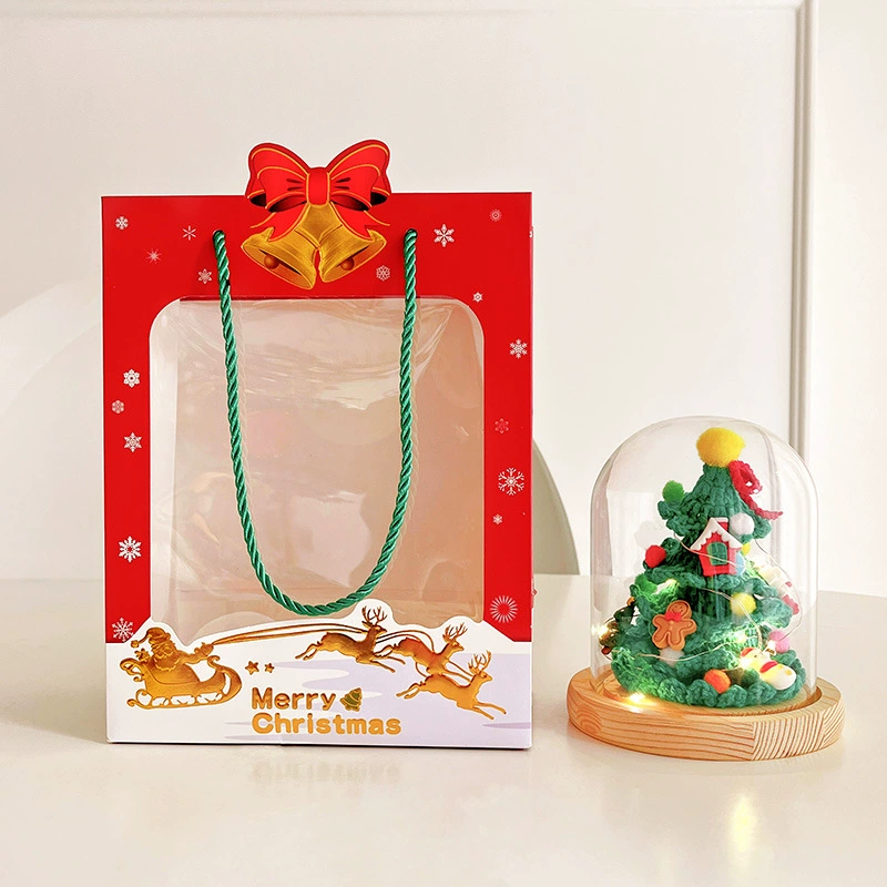 Руководство по дереву? handmade christmas woven lampshade decorative set, knitted tree under glass dome, with gift bag option