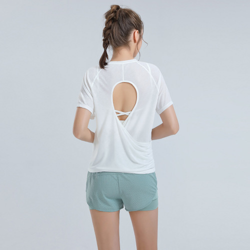 Women's Summer Sports T-Shirt Short Sleeve Loose Top Women's Running Fitness Shirt Quick-Drying Comfortable Covering Shirt Breathable Yoga Clothes