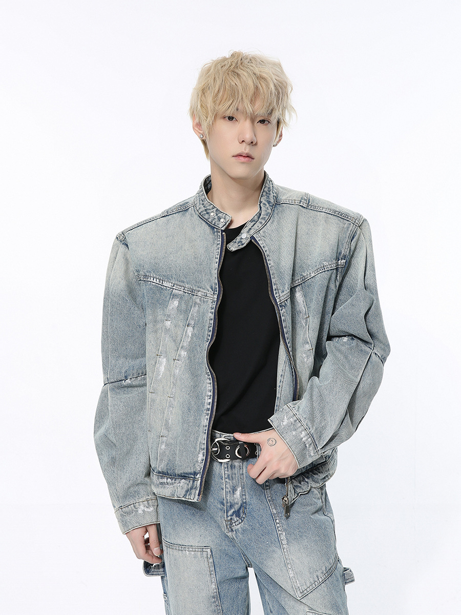 Mtlclothes ropa de Hombre | 2024 Four Seasons New American High Street retro suelo residuos estilo tendencia Denim traje