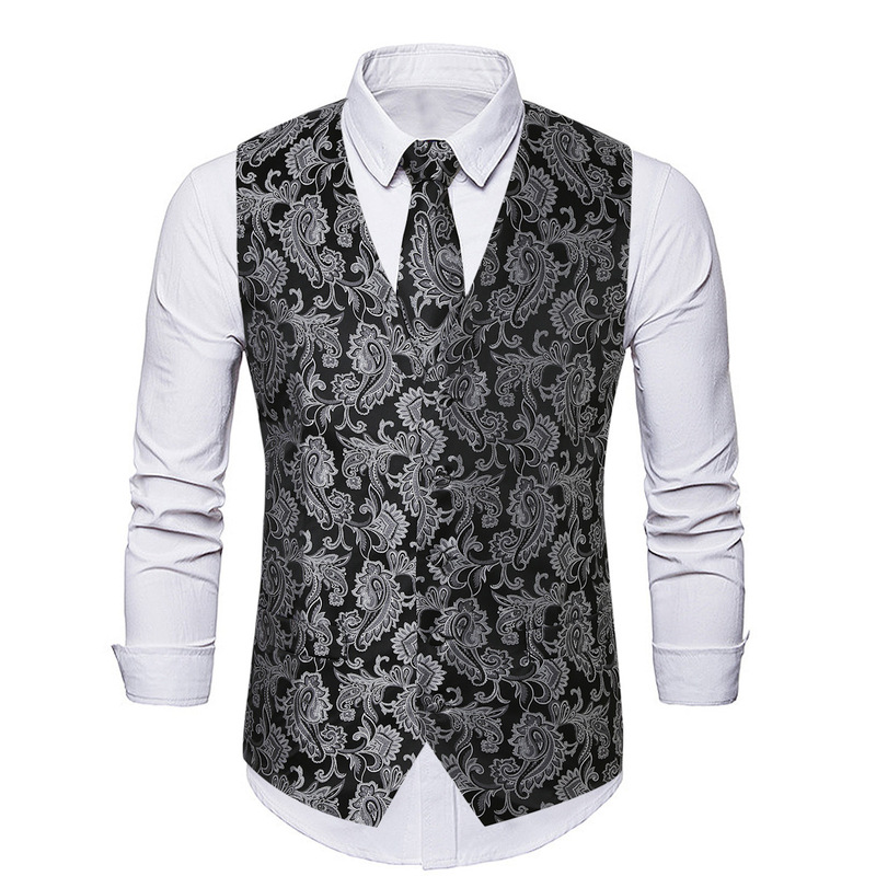 Autumn and winter new disco fashion jacquard jacket Amazon wholesale purchasing supply men's flower vest
