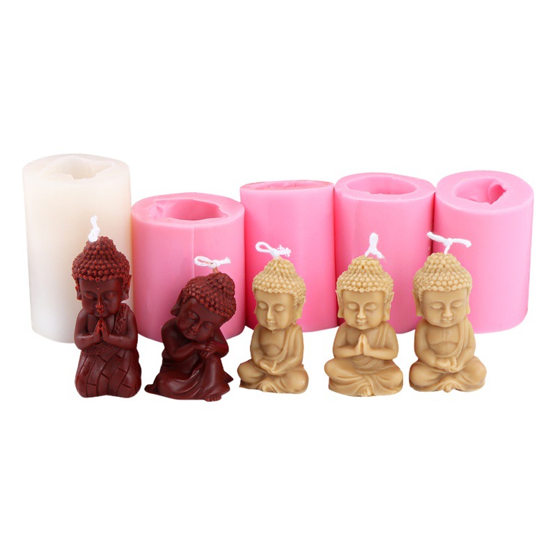 Simulación Buda vela molde silicona DIY meditación oración Buda vela molde hecho a mano jabón yeso fondant molde