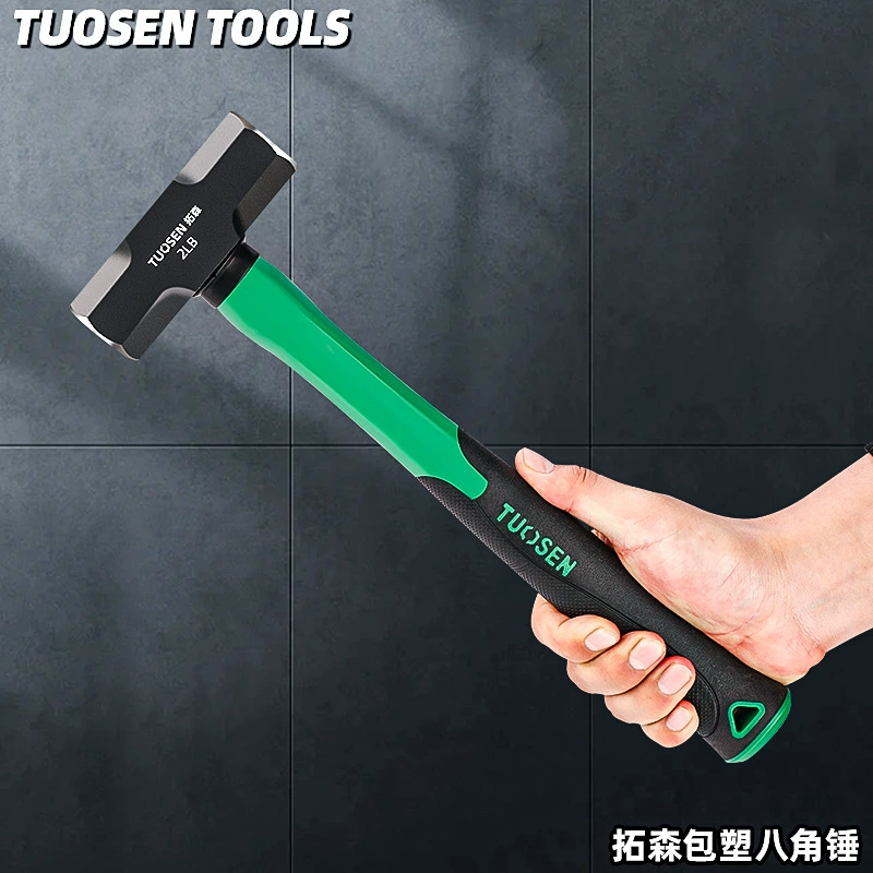 Tuosen Hardware Hammer Linyi Weight Hammer с пластиковым покрытием Волоконная ручка Каменный молоток 2p3P4P Восьмиугольный молоток