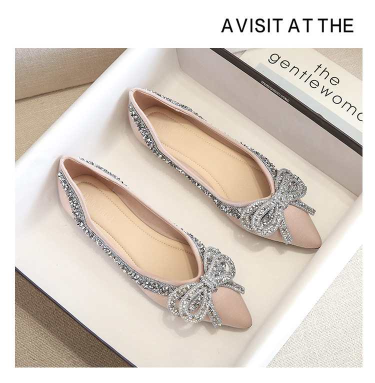 Women's Elegant Solid Color Rhinestone Bowknot Point Toe Flats display picture 11