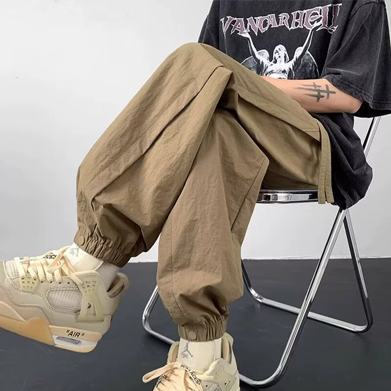 Спортивные американские штаны красивые комбинезоны мужские свободные ретро прилив повседневные брюки мальчики летние прямые брюки для подростков