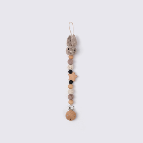 Foreign trade baby pacifier chain handmade crochet rabbit pacifier chain baby molar teether pacifier clip pacifier chain