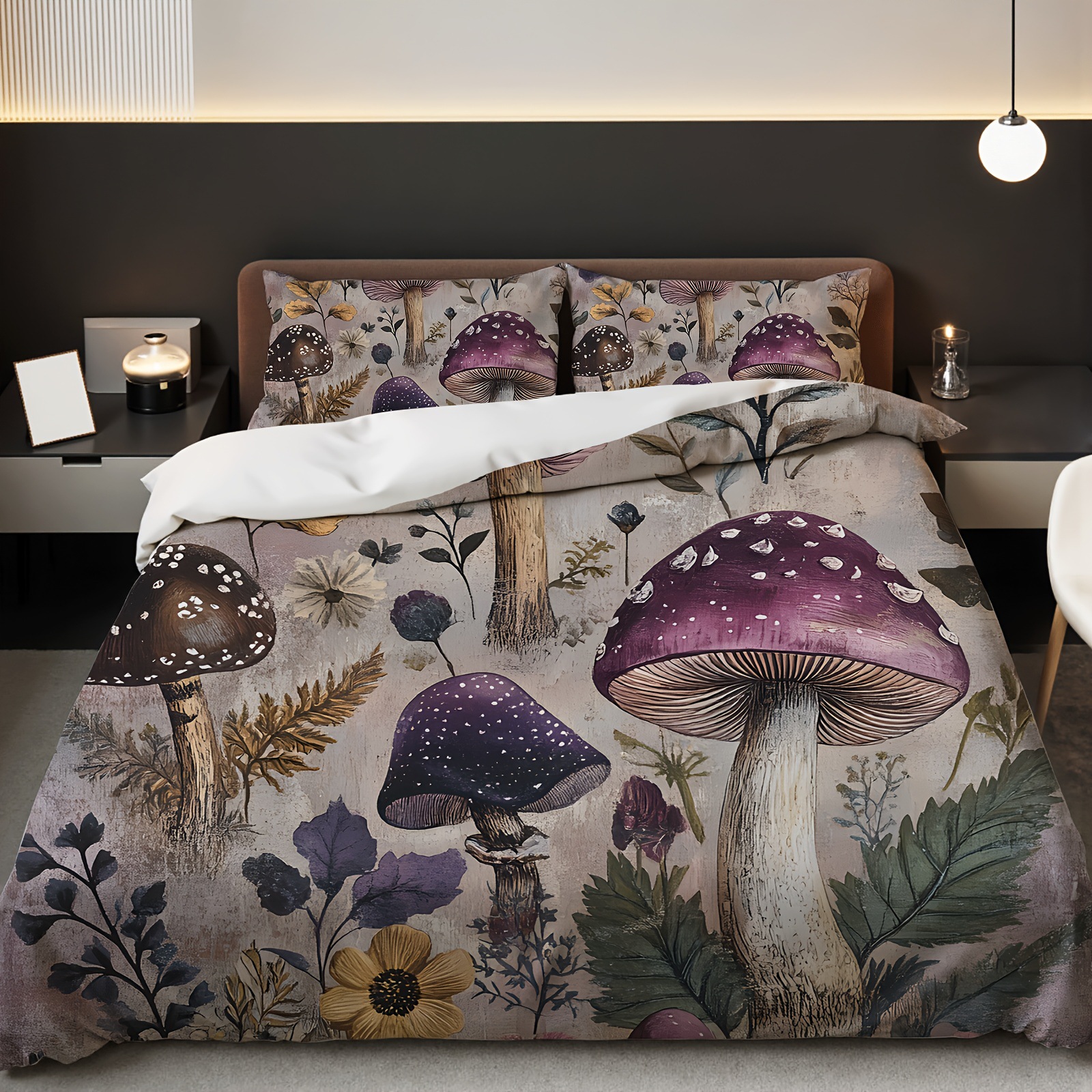 TEMU / JIT textil doméstico molido impresión digital de color iluminante set de colcha con patrón forestal para diseñar