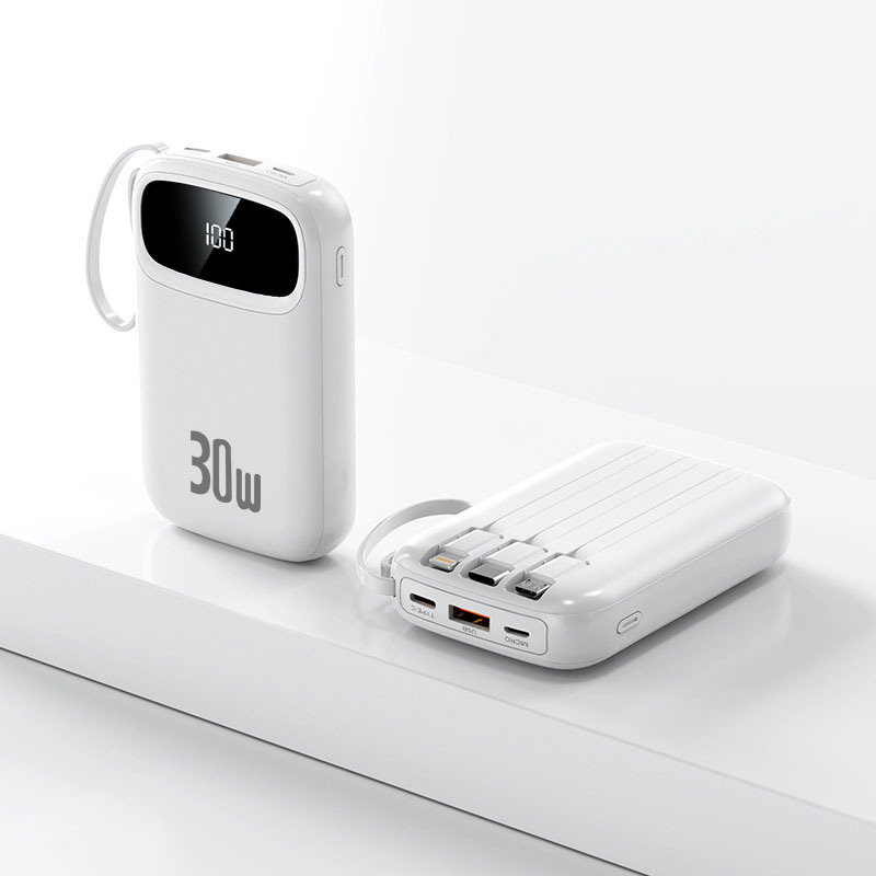 3c 認定パワーバンク大容量 20000 mAh 超薄型コンパクトポータブル内蔵ケーブル急速充電パワーバンク|undefined