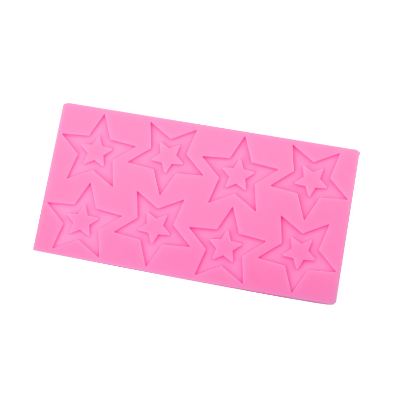 Rectangular de ocho piezas de cinco puntas estrella Tarjeta de pastel de silicona molde fondant cake Edge accesorios epoxi arcilla cerámica suave