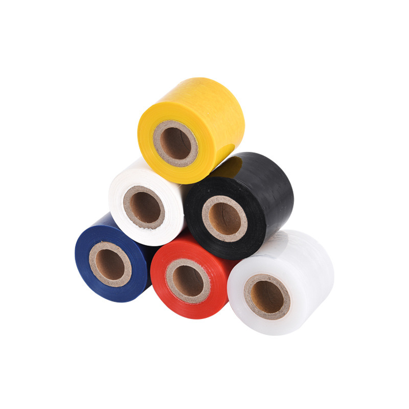 Color de bobinado película PE pequeño rollo de plástico embalaje industrial recubierto rojo amarillo verde azul negro blanco lechoso Película Caja Completa