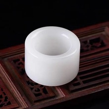 新疆A货羊脂白金丝玉玉扳指白玉金丝玉扳指玉石指环直播货源批发