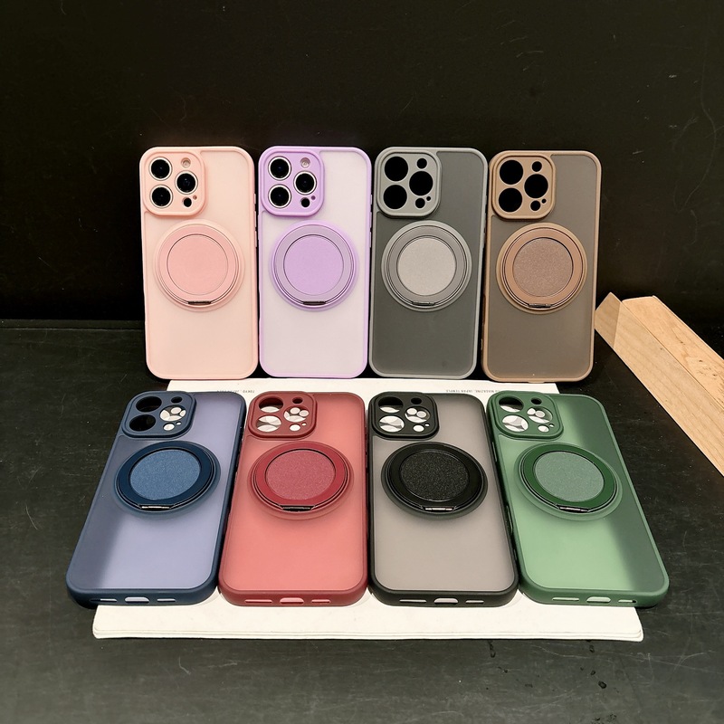 适用iPhone17promax肤感磨砂手机壳旋转磁吸支架苹果16全包保护套|undefined