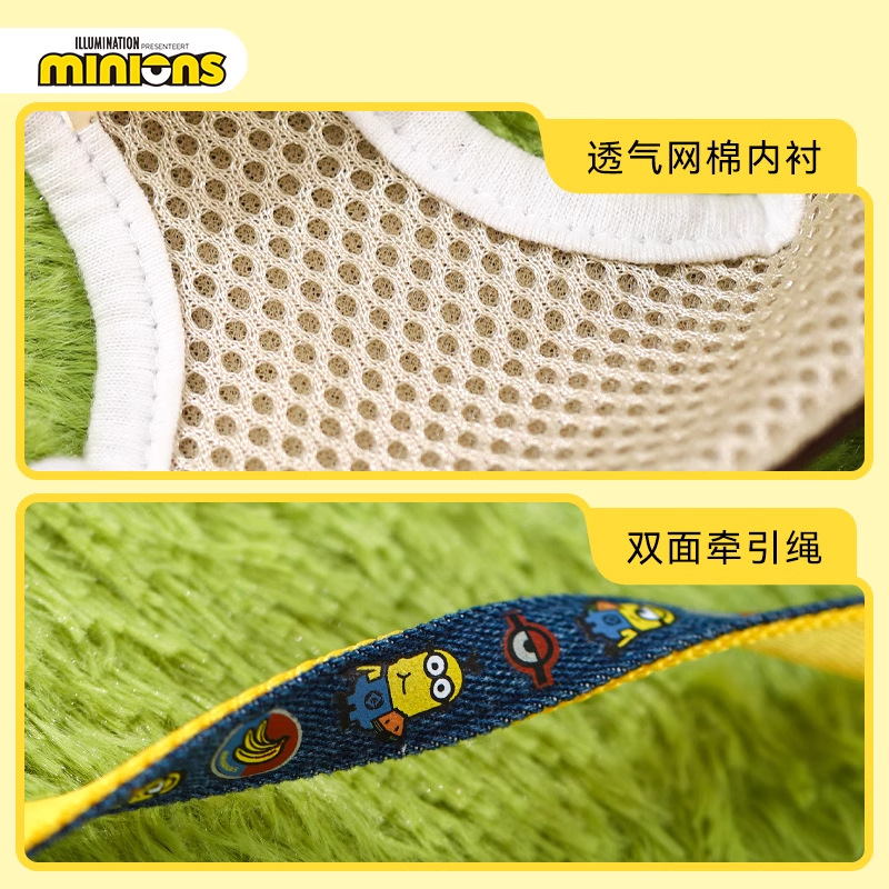 Minions Minions | Lindo y divertido traje de chaleco de pecho de color en contraste bordado perrito cadena de paseador de perro cuerda de perro correa de perro