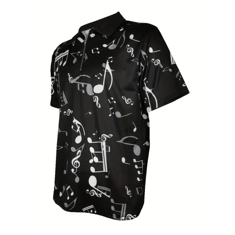 Paño de malla transfronterizo transpirable suelto hombre calle suelta jersey cremallera camisa POLO nota de arte impresión 3D