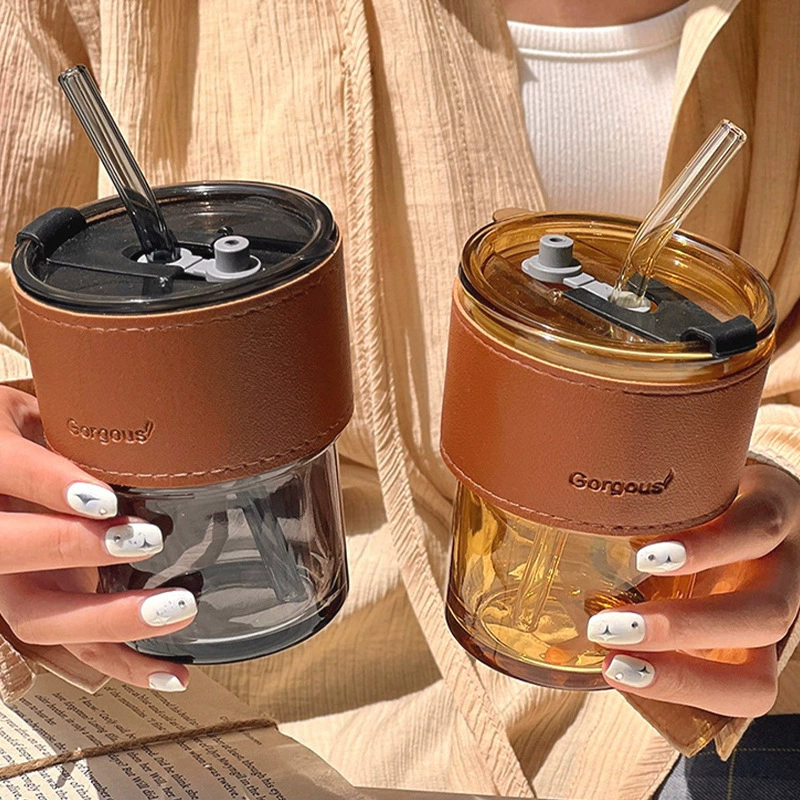 Креативная бамбуковая чашка с соломенным дренажем, маленькая подарочная стеклянная чашка для воды, женская летняя сувенирная чашка с принтом логотипа