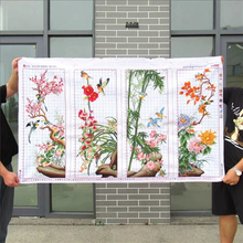 ✅纯手工十字绣成品梅兰竹菊鸟语花香四联画客厅办公室书房挂画