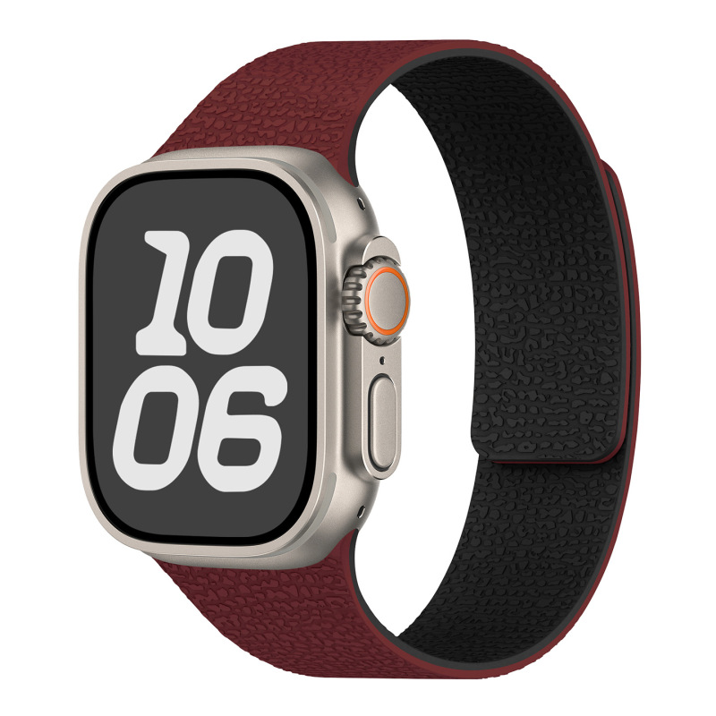 Apple Watch1-11世代/Ultra1-3/SE3に適しています。ライチ柄のソフト磁性シリコンストラップです。|undefined