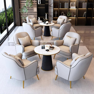 Hotel Lobby Office Rest Area Italian Light Luxury Sofa Chair Beauty Salon Reception Negotiation Leisure Leather Art Sofa