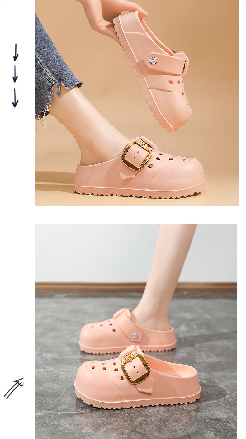 Women's Thick-soled Outdoor Clogs Solid Colour Casual Sandals_voghion.com