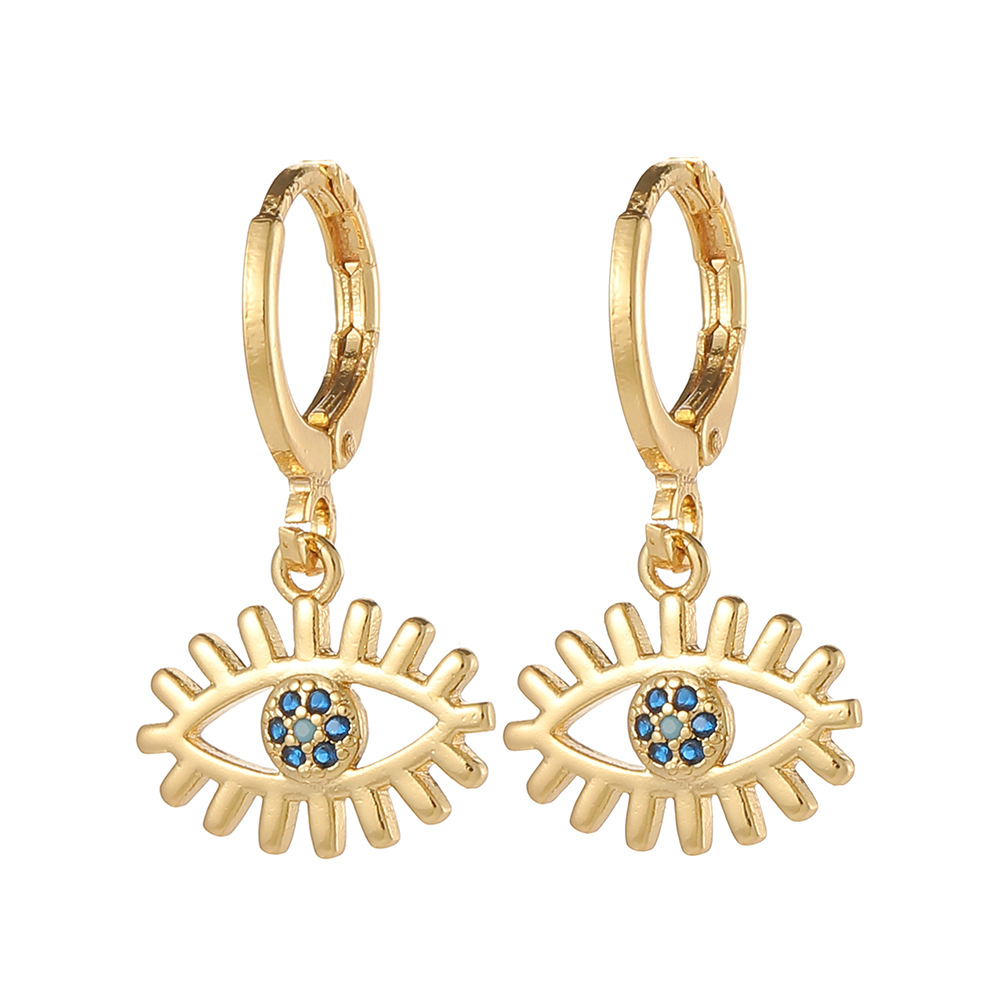 4g Weight Zircon Inlay Material Drop Earrings Classification Daily Occasion Copper Material Devil'S Eye, Moon, Fish Bone Pattern Women'S Gender Inlay Design Fashion Style Fashion Devil's Eye Moon Fish Bone Copper Drop Earrings Inlay Zircon Copper Earrings 26