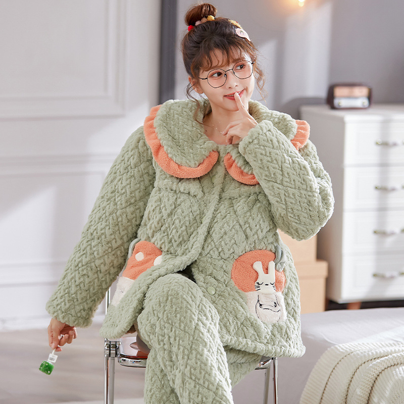 신겨울 3 겹 면 임산부 패딩 산호 양털 자카드 월간 잠옷 여성 수유복 도매세대