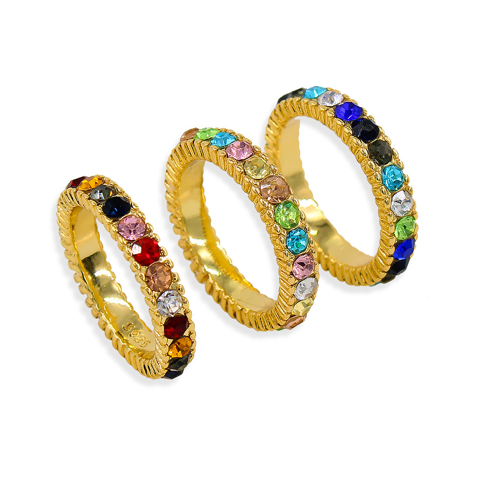 Retro Geometric Copper Inlay Zircon Rings 1 Piece