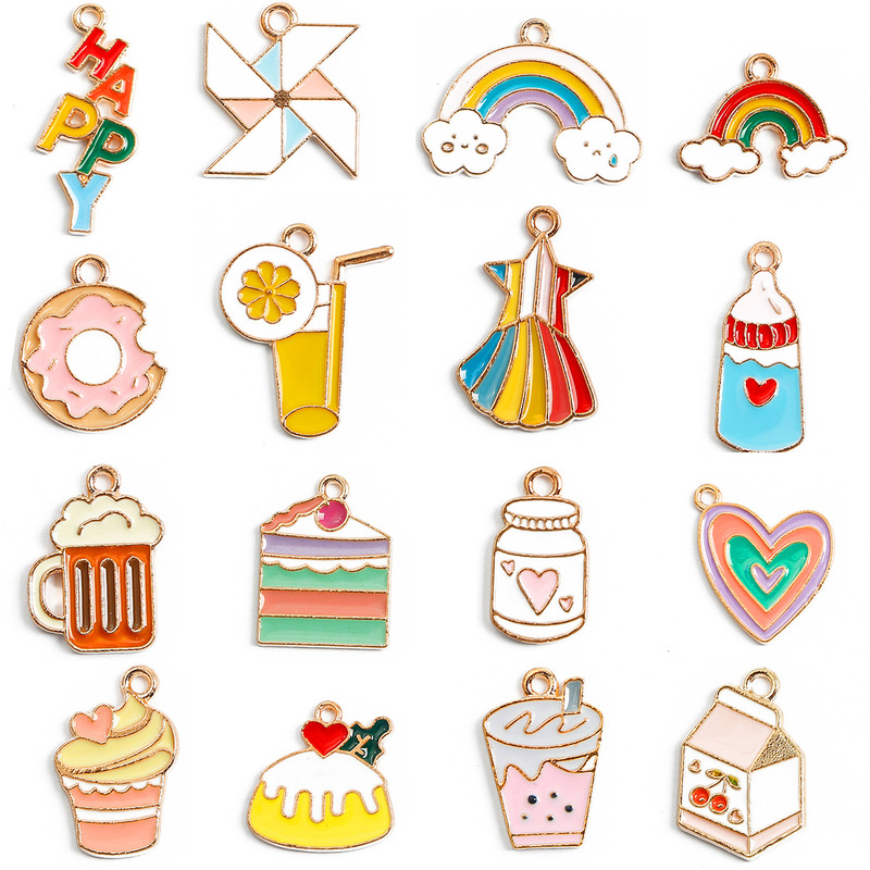 Alloy oil drop cartoon pattern pendant handmade diy earring earring key chain jewelry accessories wholesale