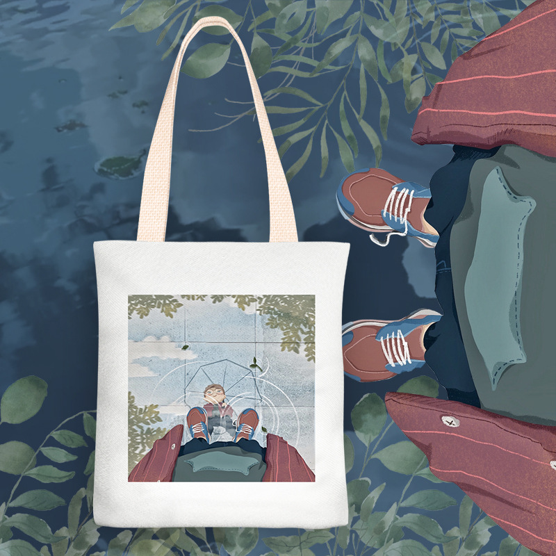 创意插画个性休闲帆布包袋女学生百搭单肩手提包大容量购物袋