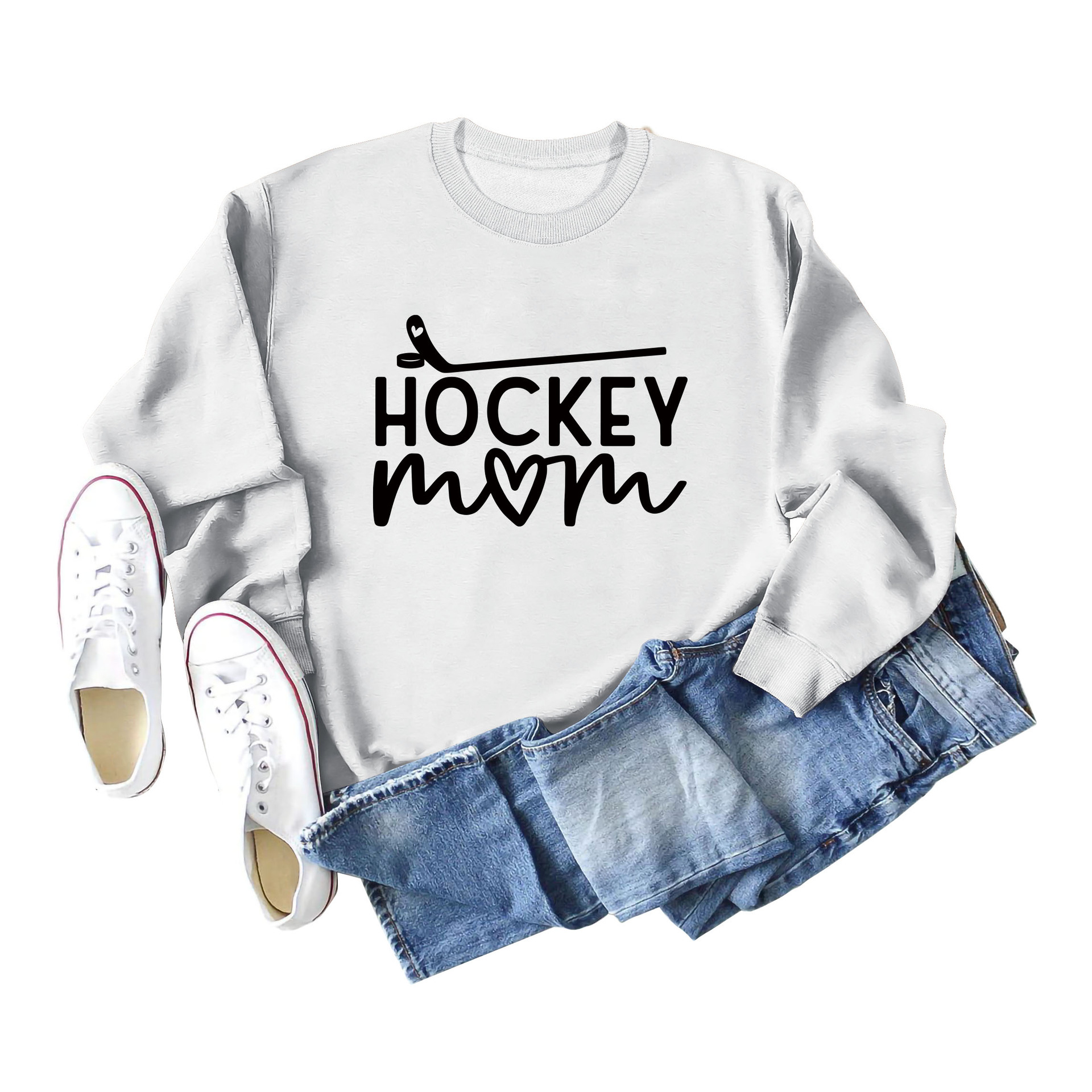 Amazon deseo transfronterizo de las mujeres europeas y americanas talla grande Nueva carta hockey Otoño e Invierno suéter de manga larga en stock al por mayor