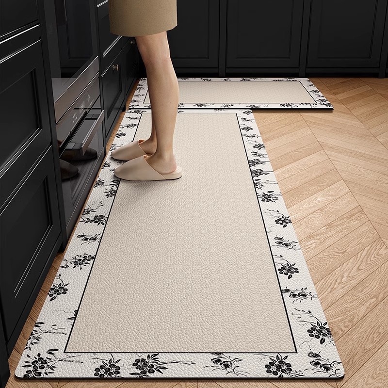 キッチンマット滑り止め防油は、洗濯フリー専用のフロアマット防水汚れに強い家庭用皮革pvcカーペットを拭くことができる