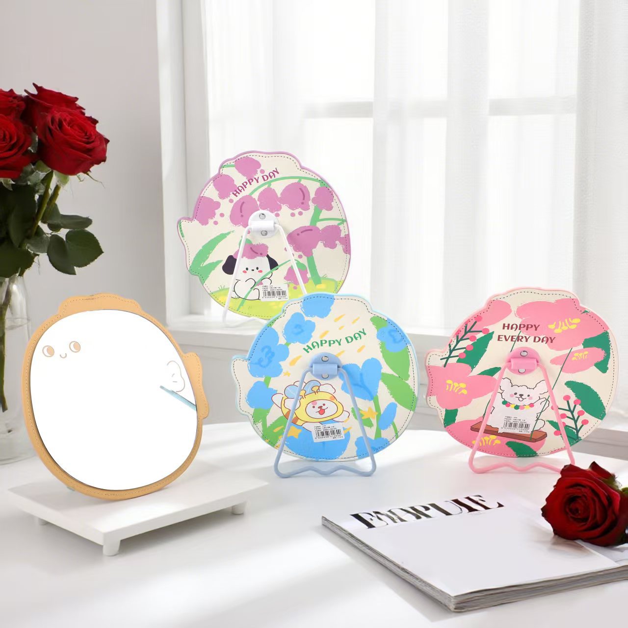 Espejo espejo de maquillaje escritorio portátil espejo de tocador pequeño oficina en casa dormitorio de estudiantes espejo plegable colgante