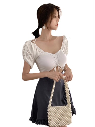 les swimsuit feminine one-piece fairy model student cover belly and look slim Korean swimsuit female ins internet celebrity  new style