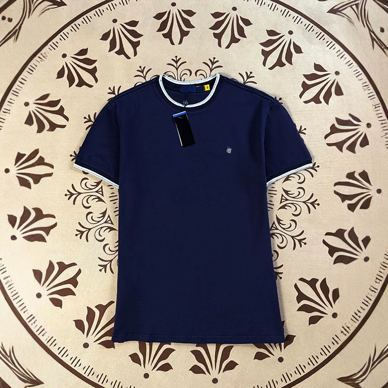 Rl Ralph Lauren New Spring/Summer Breathable Pique Cotton Color-Block Mesh Crew Neck Men's Short-Sleeve T-Shirt