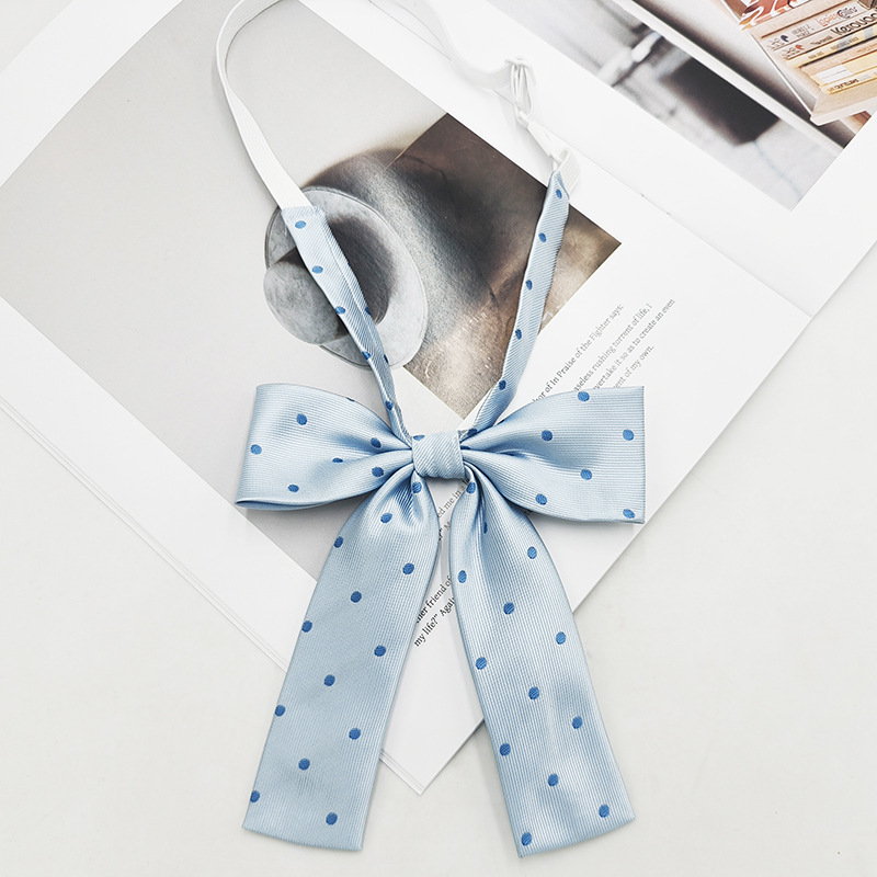 Chicas con lunares pequeños, cuello de mango largo, basin jk pajarita, Japón y Corea del Sur, arco casual, color sólido, fabricante, spot al por mayor