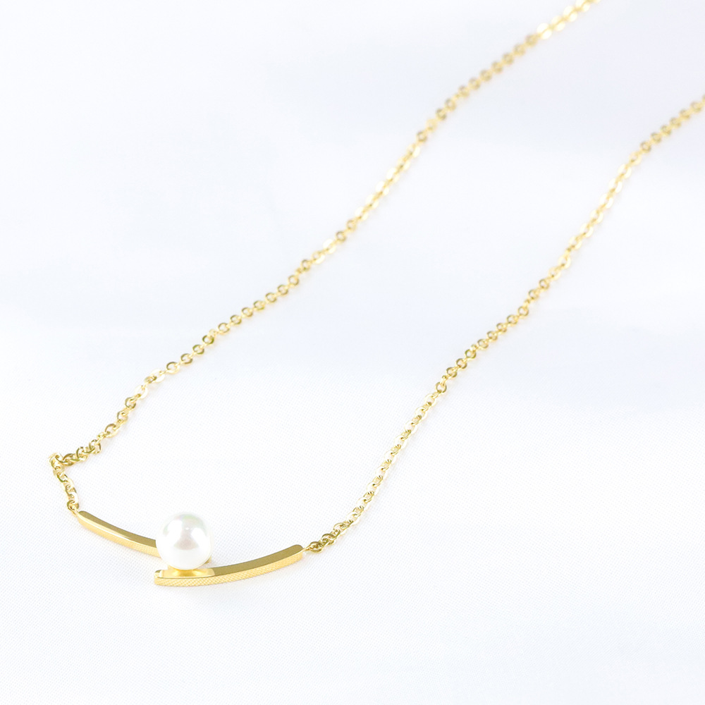 Elegant Geometric Titanium Steel Plating Artificial Pearls Necklace display picture 5