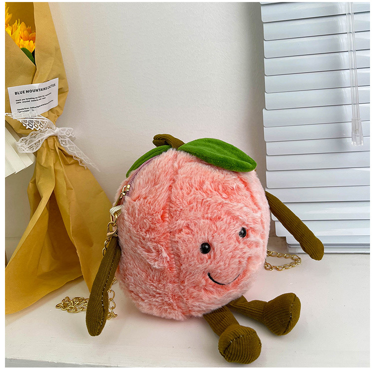 Children's fruit coin purse, plush toy, cute watermelon chain crossbody bag, hand-held pillow, girl cartoon single-shoulder bag undefined